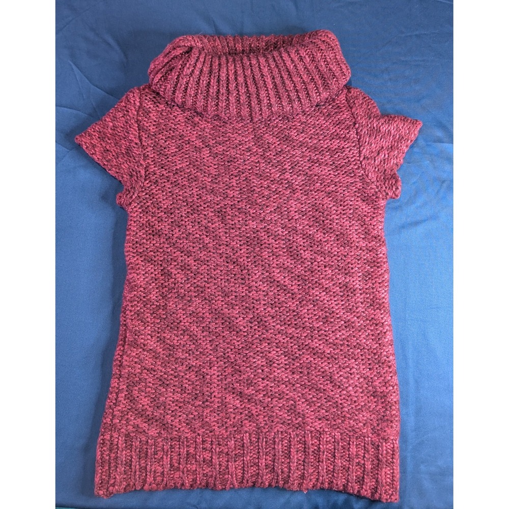 Maurices Women's Sweater Tunic Top M Maroon Knit‎ Cable Knit Short Sleeve